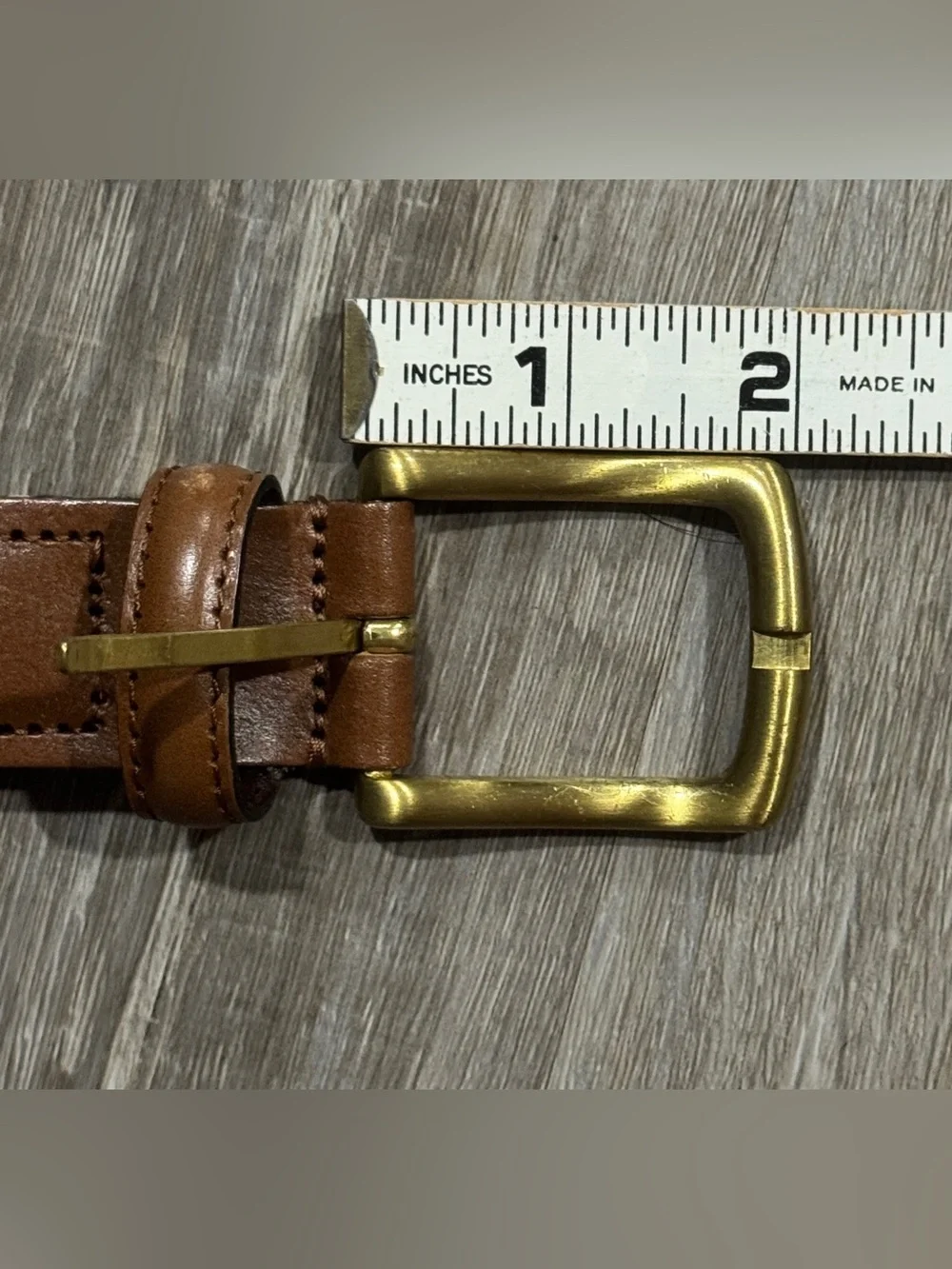 Braided Genuine Leather Belt Strap in Brown and Cream w/ Gold-toned Buckle Sz 32